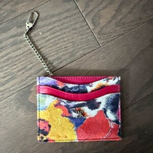 HOBO Max Floral Printed Leather Card Case with Chain Clip